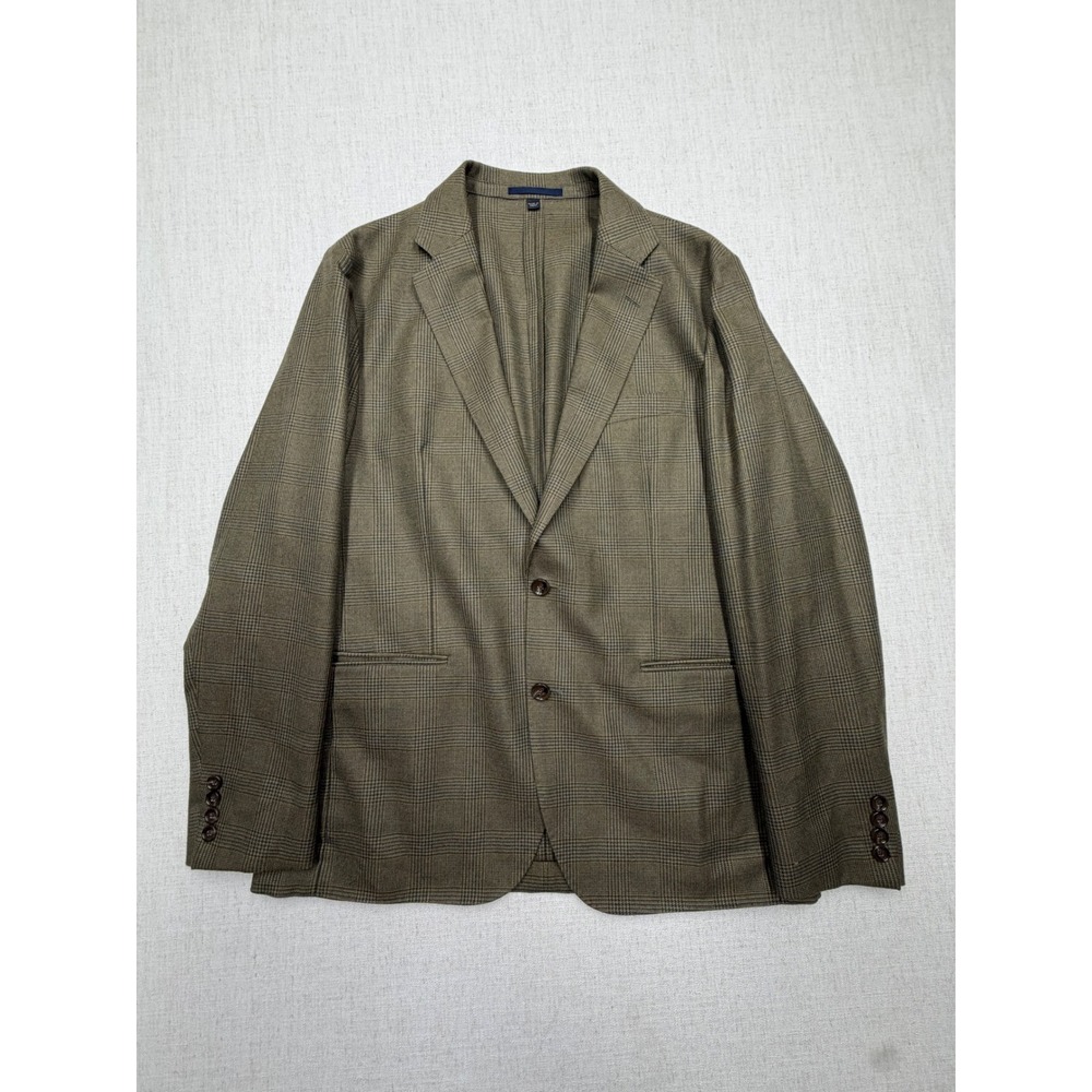 J.Crew Ludlow Slim Blazer 42R Moon Worsted Wool Cotton Glen Plaid Olive Brown